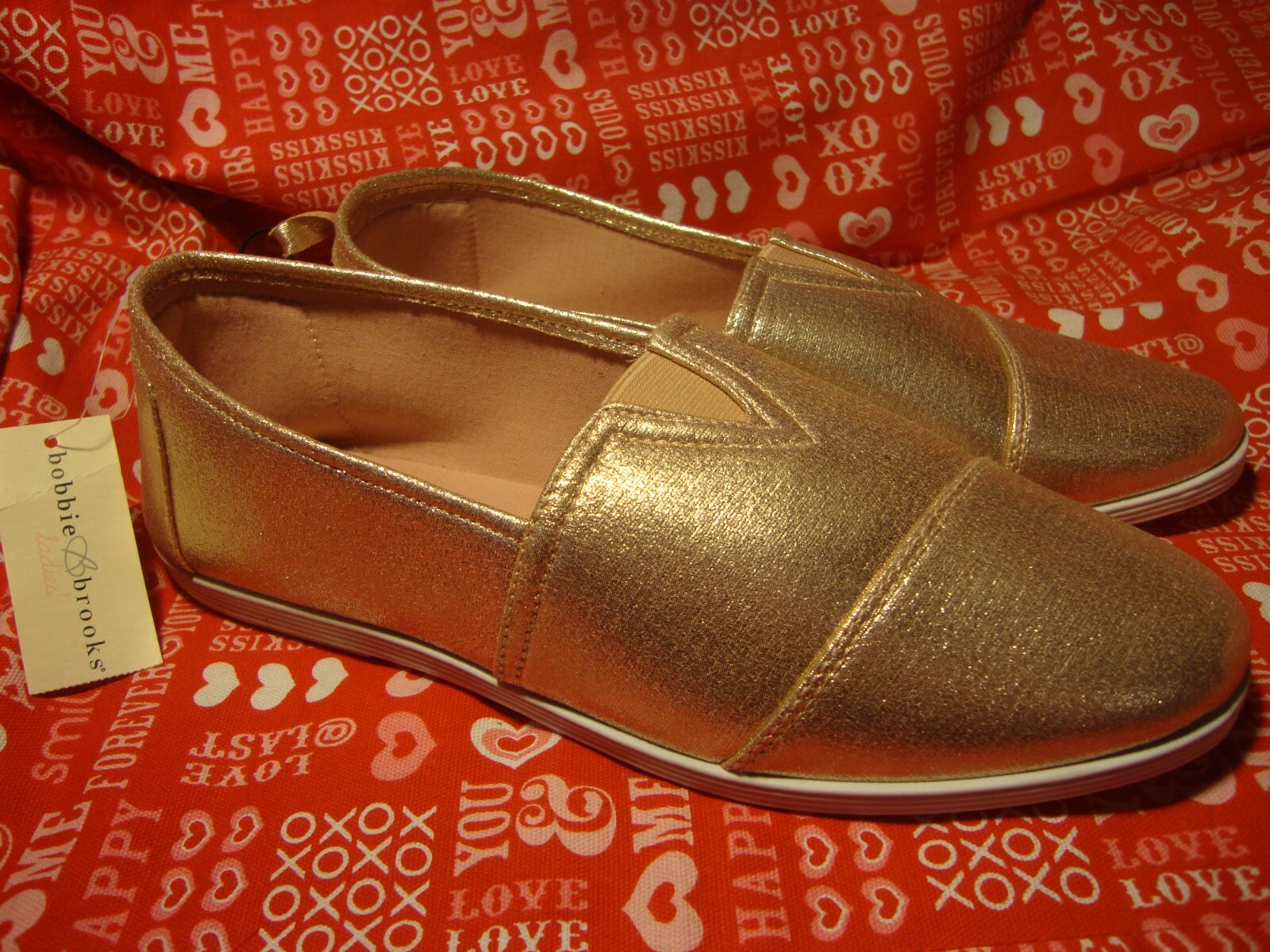 PANTOFOLA D’ORO Nuove pantofole slip on donna Bobbie Brooks rosa oro 374