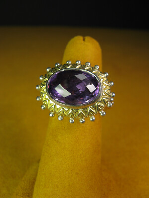 BARBARA BIXBY HE AMETHYST RING GRÖSSE 6,25 SS 18K SILBER GELBGOLD EDELSTEIN Geschenk