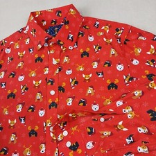 Simon Banks Medium 15.5 Mens Shirt Xmas Christmas Dogs Button Down Long Sleeve
