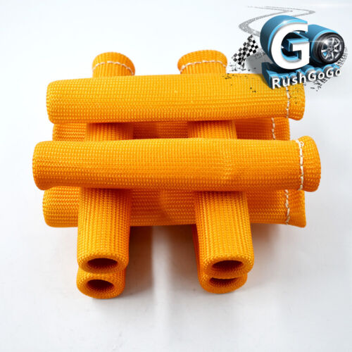 8pcs 1200° Universal Spark Plug Wire Protector Sleeve Heat Shield Cover Orange - Picture 4 of 6