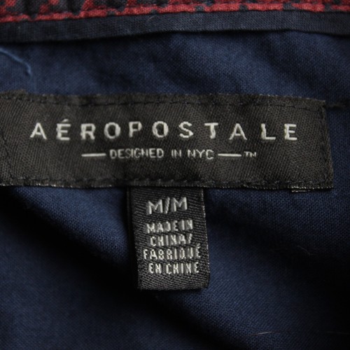 Aeropostale Men Shirt Red & Navy Houndstooth Size M Button-Up Long-Sleeve Cotton - Picture 5 of 10