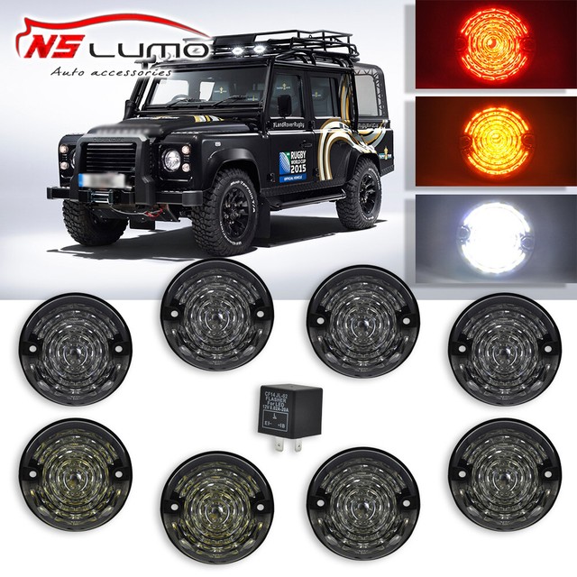 LAND ROVER DEFENDER 90 / 110 SMOKED LED UPGRADE LAMPS KIT 73 MM LED