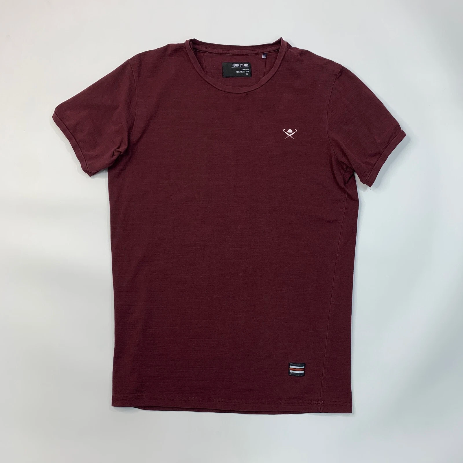 HBA (HOOD BY AIR) Maglietta Cappuccio By Air Uomo M Media Borgogna Collo Base Maniche Corta