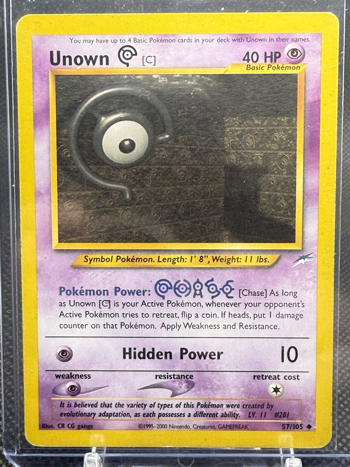 Unown C Neo Destiny NM, 57/105 Pokemon Card Rare