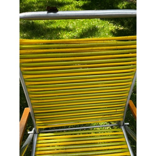 Vintage Aluminum Vinyl PVC Folding Lawn Beach Camping Chair w/ Arm Rests yellow - Picture 5 of 10