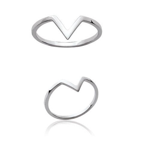Bague alliance triangle en argent 925 rhodié pour femme moderne