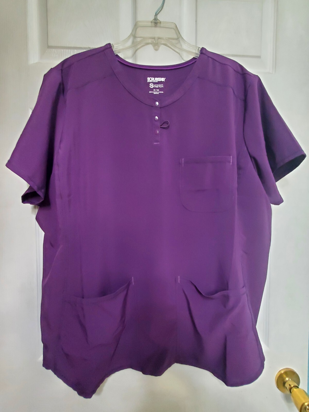 Scrubstar Supreme Stretch Scrub Top size 2XLPurple/Eggplant Chest 26.