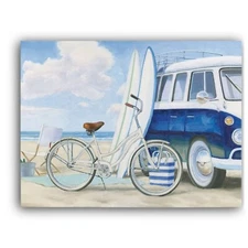 Beach Time Framed Canvas Stretched Ready to Hang 50x40 Home decor Gift.
