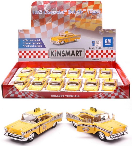 Kinsmart Chevrolet Bel Air 1957 Taxi 12Cm Statisches Modell Diecast-image