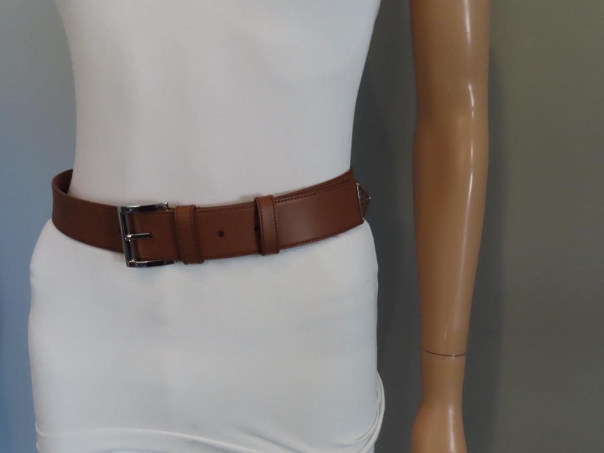 PRADA Brown Leather Enamel Logo Belt Size 75/30 | eBay