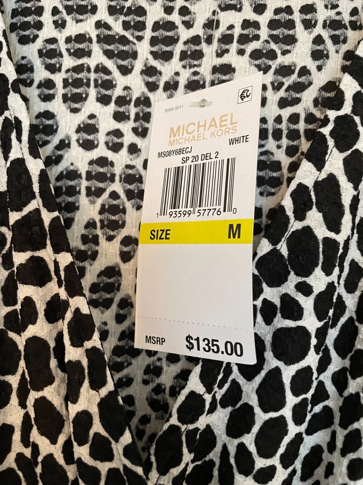 Abito donna Michael Kors a strati con volant manica lunga scollo a V taglia M nuovo con etichetta