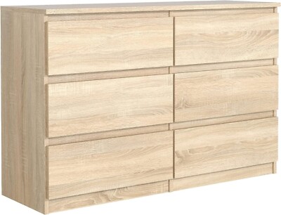 Kommode mit 6 Schubladen Breite: 140 cm - Schubladenschrank - Sideboard Sonoma