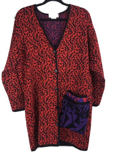 Vintage Bruestle Printed 100% Wool Cardigan Made In West Germany Size 8 - 第 1/10 張圖片