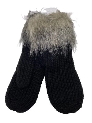 Fäustlinge Winter Handschuhe Damen Strick Kunstfell Kunstpelz Gefüttert Pieces - Bild 1 von 4