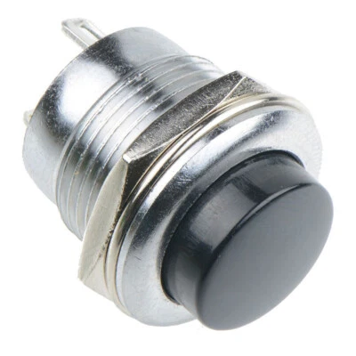 TCTS Black Metal 16mm Round Momentary Push Button Switch 240V 3A SPST 12v Heavy Duty