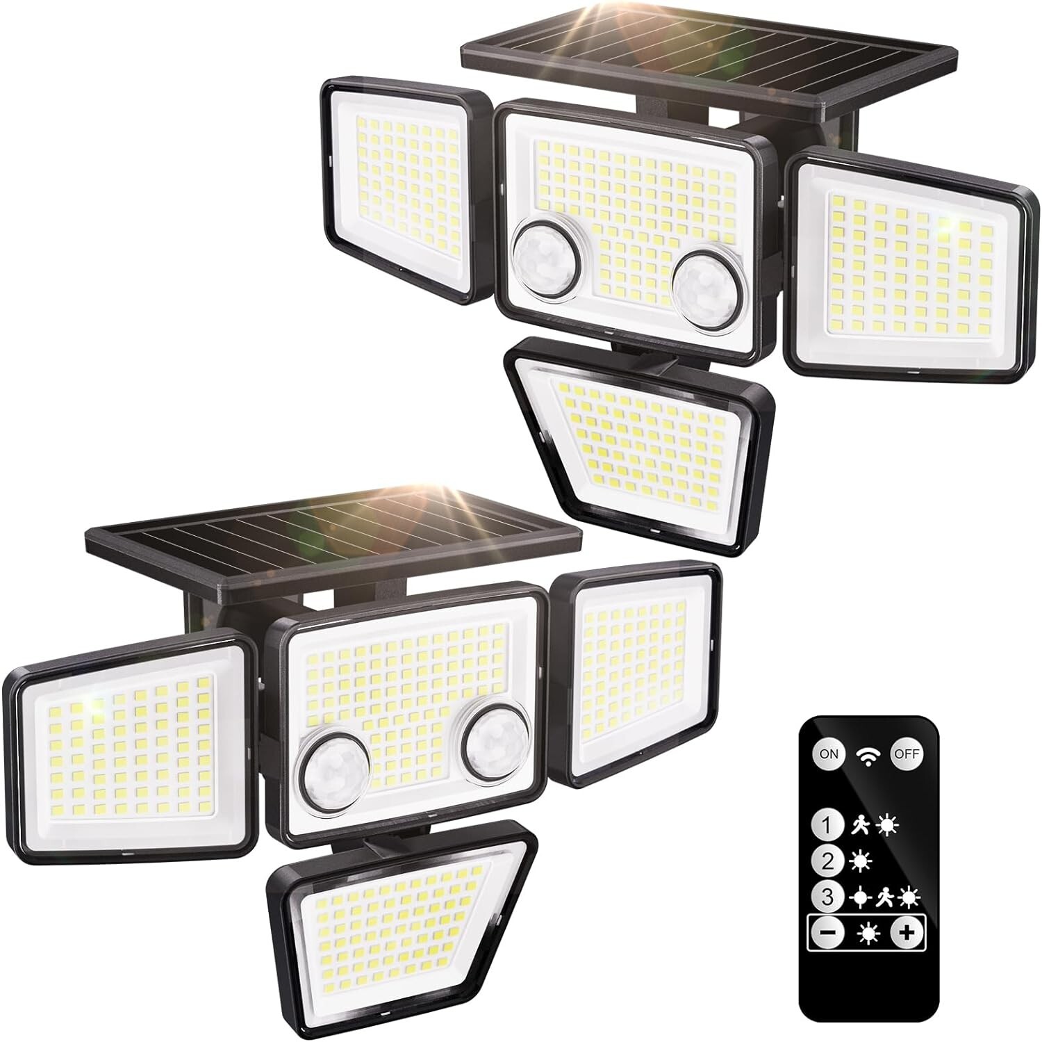 Luci Solari da Giardino  con sensore di movimento (2 pezzi) 2500LM TELECOMANDO