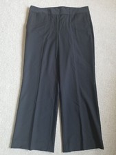 Womens Pants-TALBOTS-black wool stretch "Signature" trousers flat front-12