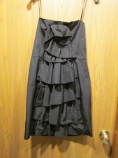 BCBG Maxazria Little Black Satin Ruffled Dress Sleeveless Tiered Size 6 NEW
