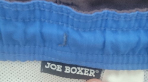 Joe Boxer Swim Trunks Men's Medium Blue Black Mesh Lined Drawstring Band GUC - Picture 4 of 9