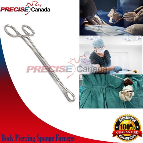 Body Piercing Sponge Hemostat Forceps Slotted 7" Stainless Steel Straight - Picture 2 of 3