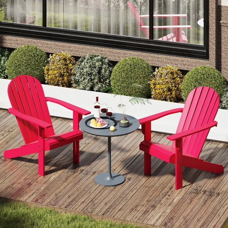 Silla Adirondack Exterior Madera Patio Asiento Salón Cubierta Muebles Jardín Silla Rojo Foto 4 de 4