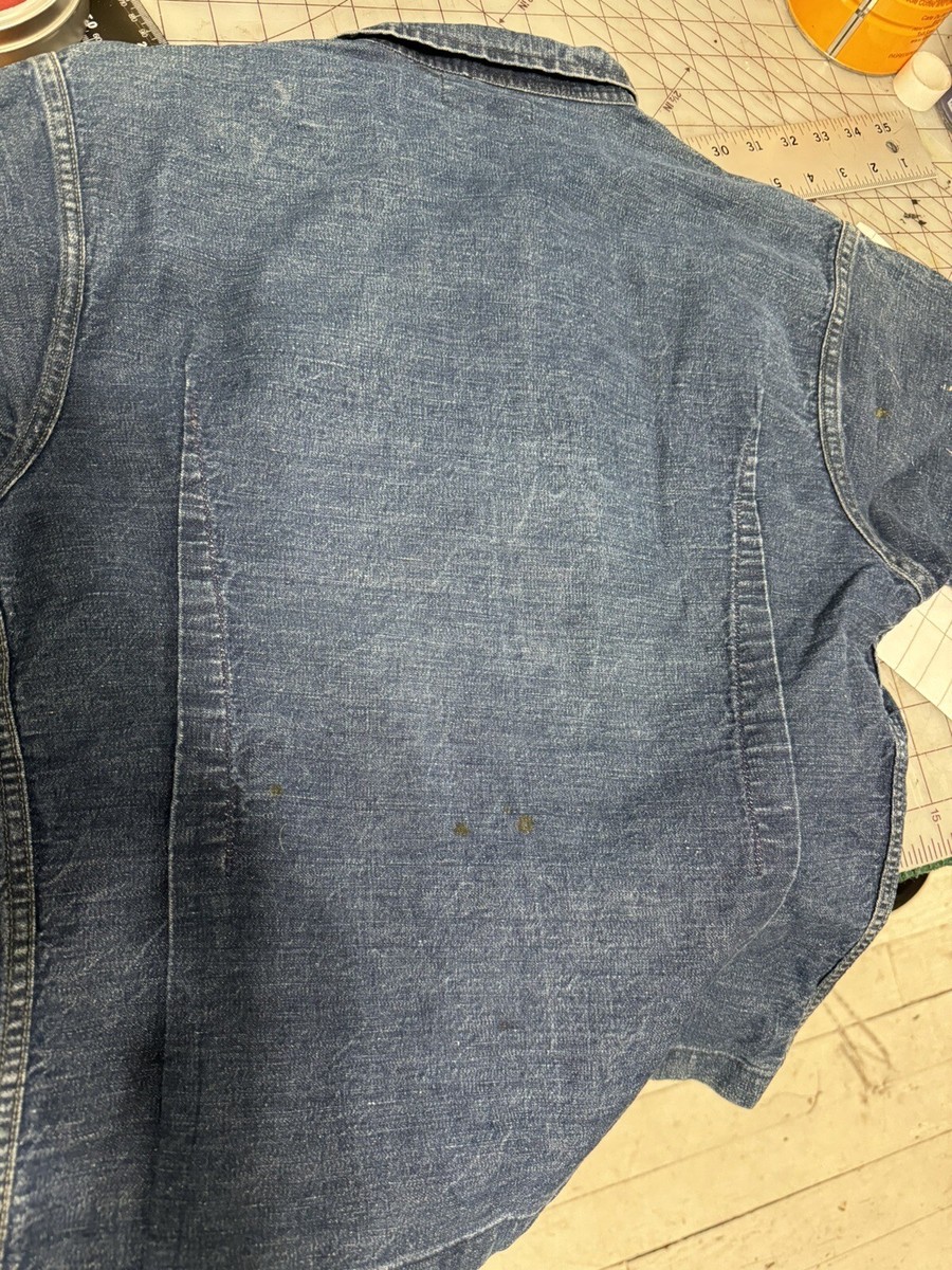 NAVY DENIM WWII 2 HI DECK Jackets Small SHAWL COLLAR & PULL