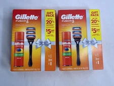 Gillette Fusion5 5 Gift Set 1 Razor Handle 3 Cartridges 7 oz Shave Gel 2 SETS
