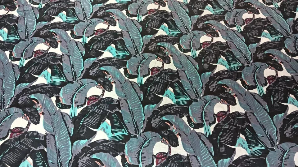 Telas de costura de tela de algodón impresas a mano de animales acuáticos indios de 25 yardas Foto 2 de 4