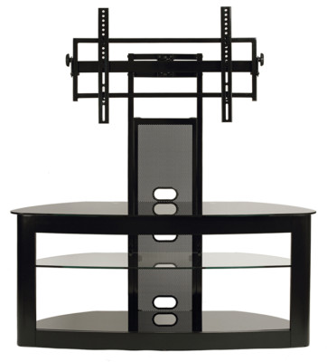 TransDeco TV Stand with Mount Glass Shelves Video Console - NEW