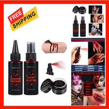 3PCS Halloween Fake Blood Makeup Kit Coagulated Spray Dripping SFX Fake Blood