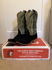 Hyer Culver Cowboy Western Boots Size 11 D Black/Grass