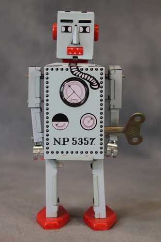 Vintage Tobar Lilliput Robot MS 397 Clockwork Tin Robot Toy Boxed New Old Stock - Picture 2 of 5