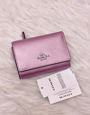 Coach Micro Snap Wallet - CW805 Metallic Pink Pearlized Smooth