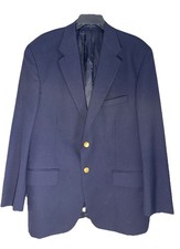 Ralph Lauren Polo University Club Wool Blazer Navy Blue Gold Buttons Men's 43 R