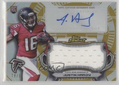 2015 Finest Jumbo Relic Gold Refractor 78/99 Justin Hardy Rookie Auto RC f0v