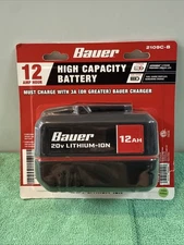NEW BAUER 2109C-B 20V LITHIUM ION 12Ah HIGH CAPACITY TOOL BATTERY  FREE SHIPPING