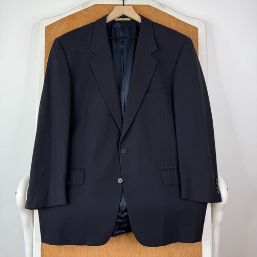VINTAGE Joseph Abboud Suit Mens 44R Midnight Navy Blue 2 Button Canvas Wool 90s - Picture 2 of 22