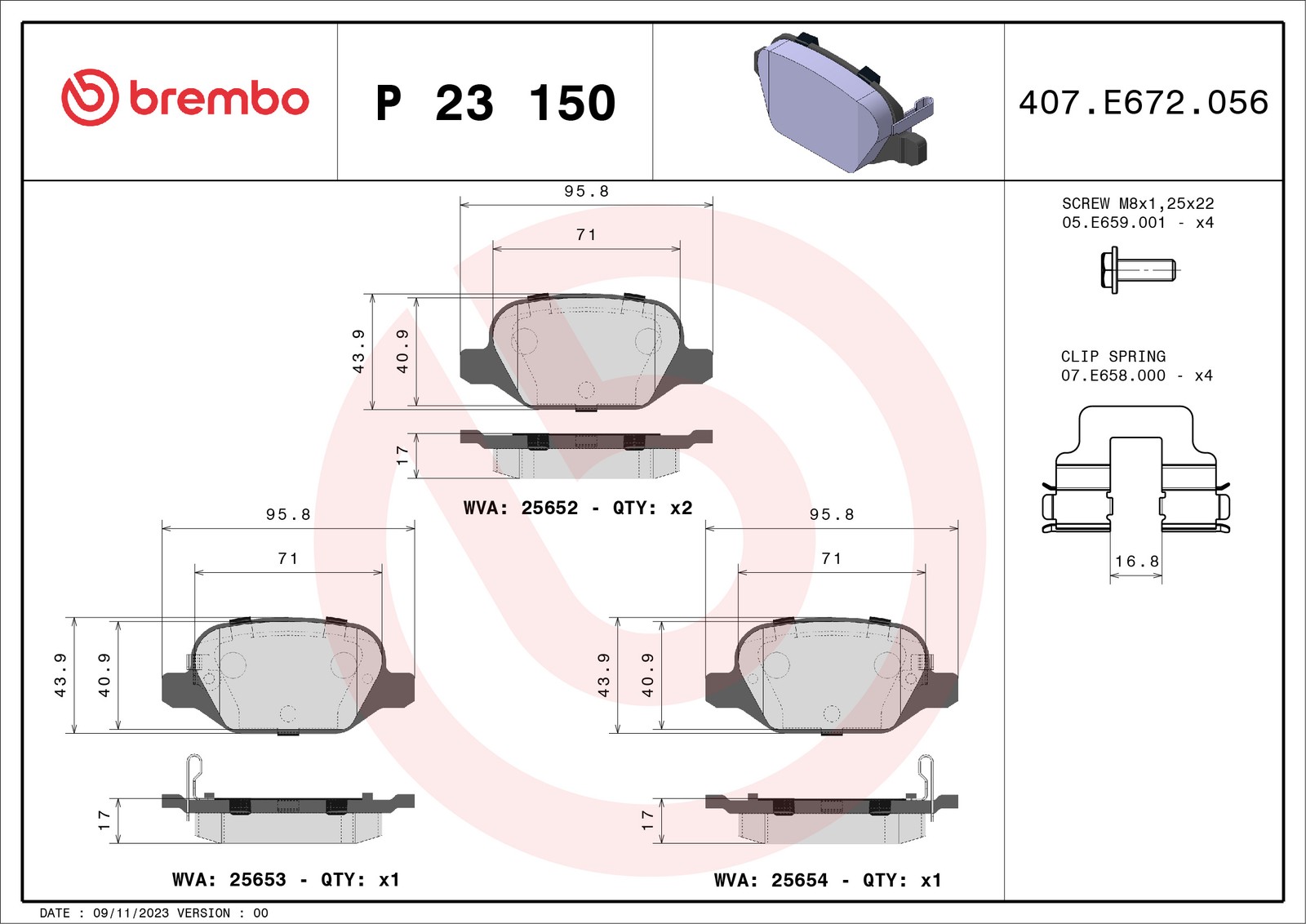 Brembo Bremsbelagsatz, Scheibenbremse P 23 150 Für Fiat - Bild 4