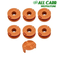 6 Pcs For WORX WA0010 10FT Replacement Spool Line With 1 Pack Spool Cap Cover