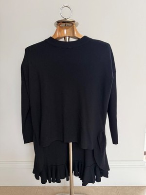 DESIGNER DESIRABLES schwarzer Langarm High Low Strickpullover Einheitsgröße UVP 50£
