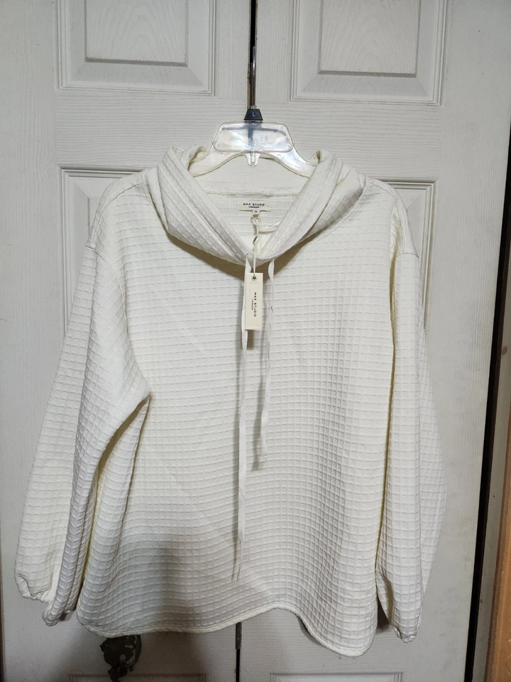 Nwt Max Studio London Waffle-Knit 连帽衫带抽绳领 — 第 3/4 张图片
