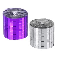 3200 Pieces Adhesive Mosaic Tiles 5 x 5 mm Disco Tiles 2 Rolls Purple/Silver