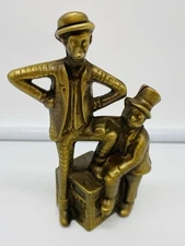 Antique 5" Mutt and Jeff Solid Brass Coin Bank 1910's-1930's A. C. Williams