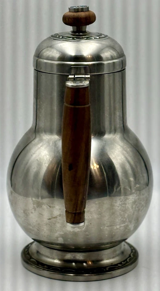 Vintage Oneida Teapot Stainless 18-8 Wood Trim Japan - Image 2 of 4