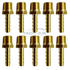 10 Pack 1/4" ID Hose Barb x 1/4" Male NPT Pipe Thread Brass Straight Fitting
