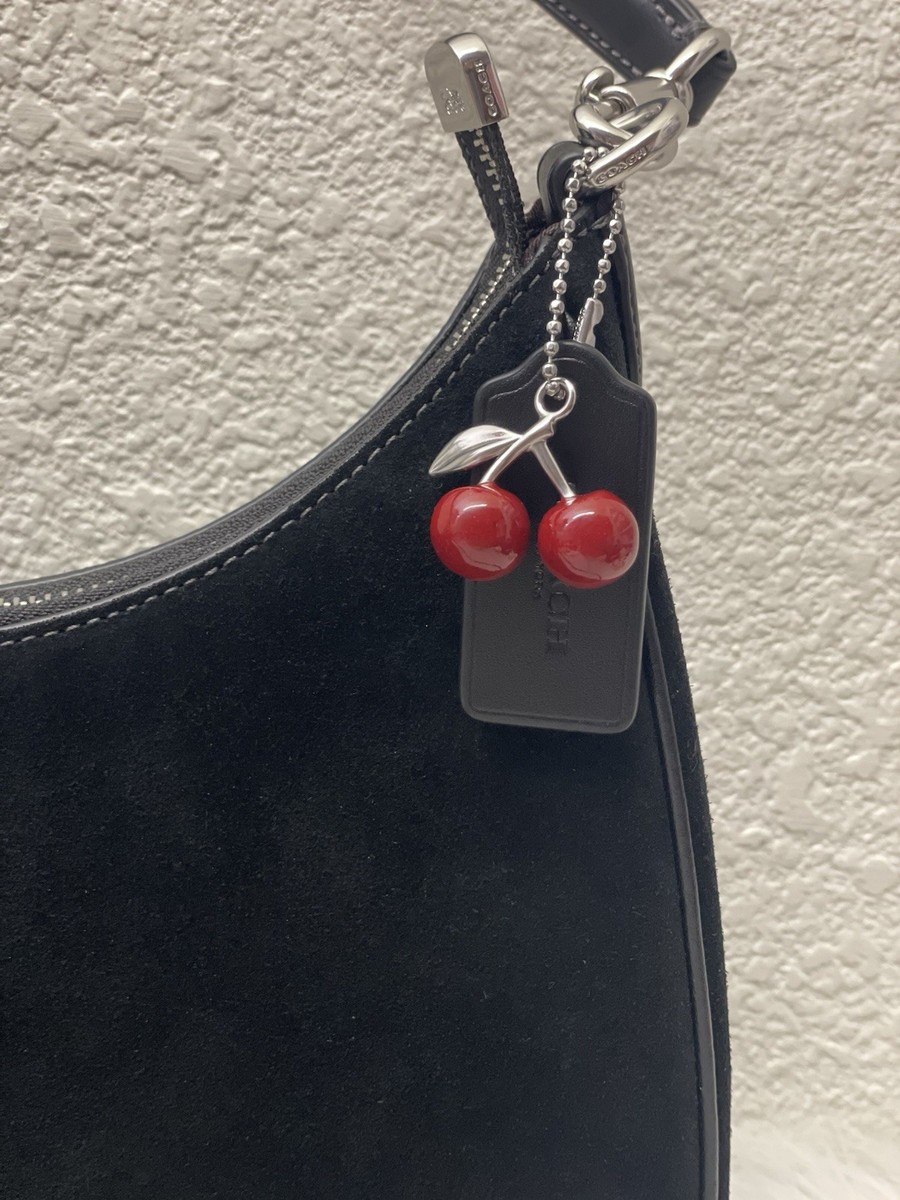 NWT Coach Teri Hobo Bag With Cherry Charm CCZ88 Silver/Black | eBay