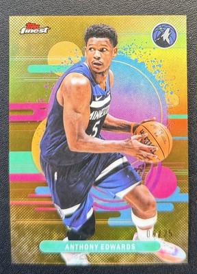 2025 Topps Finest Anthony Edwards #158 Uncommon Gold Refractor /25 Timberwolves!