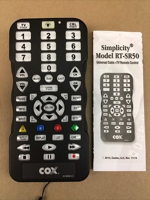 COX CABLE NETWORK TV AUDIO LARGE MULTI-DEVICE JUMBO UNIVERSAL REMOTE SR-50 A-7