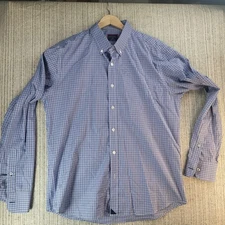 UNTUCKit Shirt Mens Large Blue White Gingham Slim Fit Button Down Long Sleeve