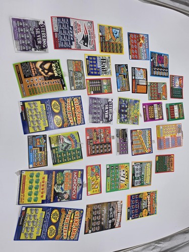 63 Vintage Massachusetts Lottery Scratch Tickets Display Vendor Lot 1990s